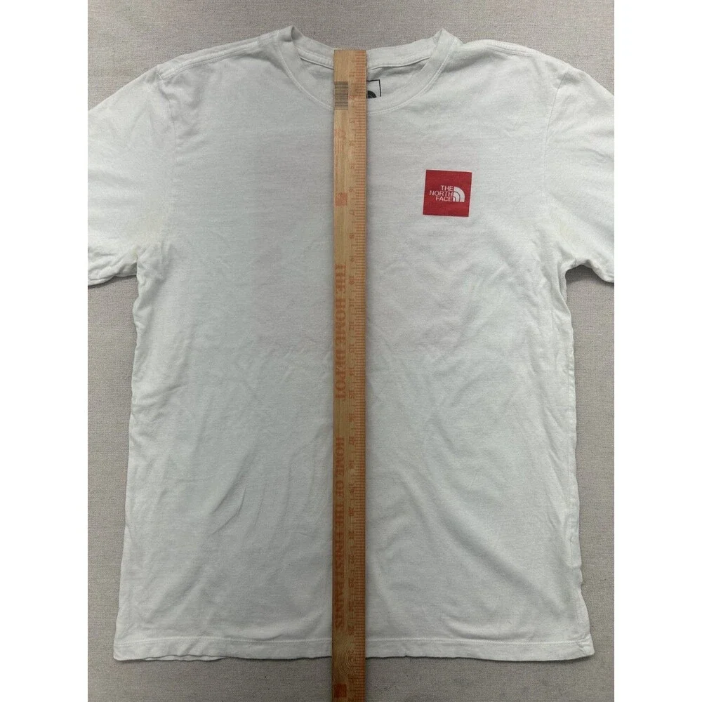 The North Face Mens White Short Sleeve T-Shirt Size Medium Red Front & Back Logo